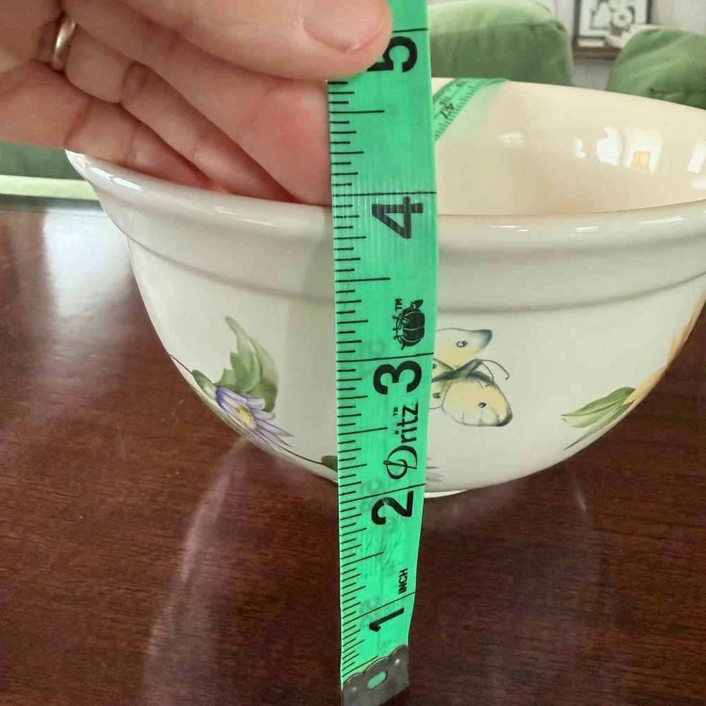 Vintage Pfaltzgraff Naturewood Serving Mixing Bowl Floral Butterfly Ladybug 7